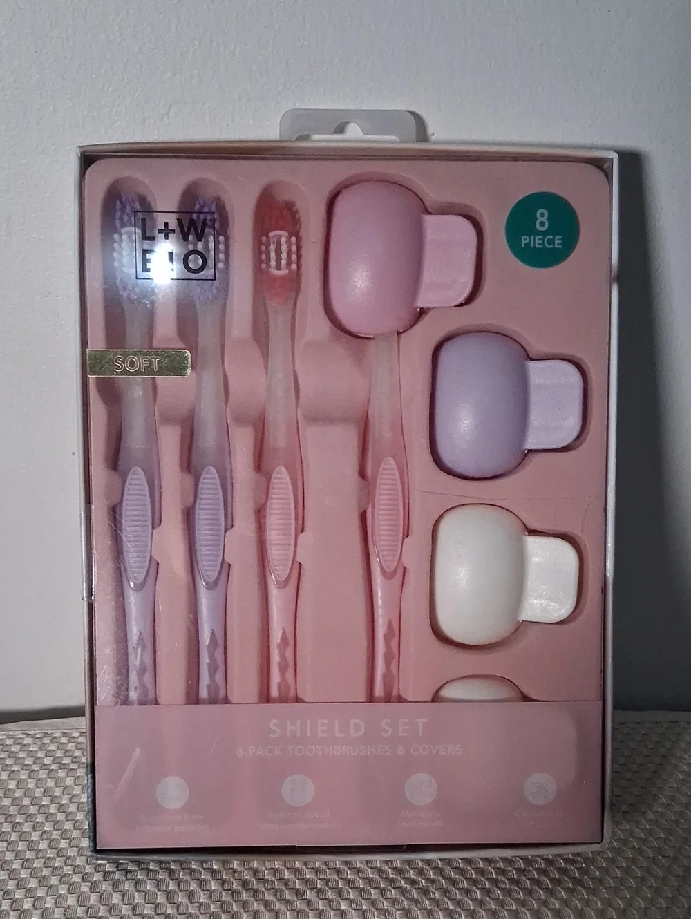 L+W BIO Shield Set - Pink & Lavender Toothbrush Pack SOFT 8Pck